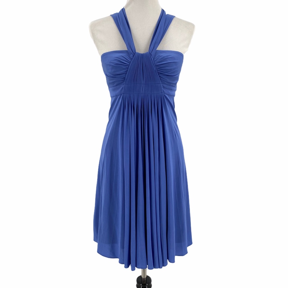 BCBG Max Azria Blue Jersey Pleated Mini Dress